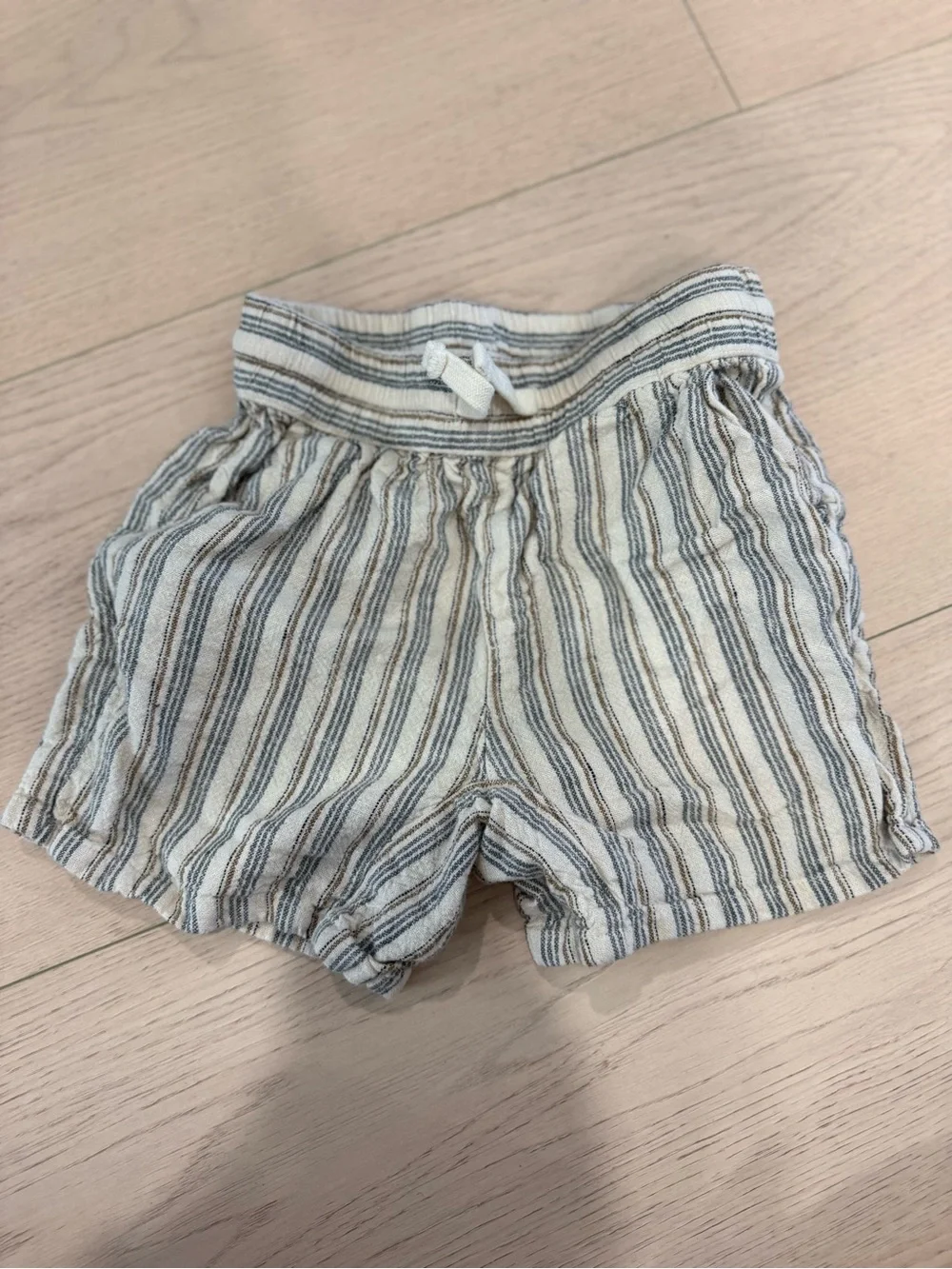 Rylee + Cru Cream and Blue Striped Kids Shorts | 4-5Y